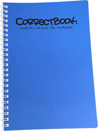 Blue spiral-bound Correctbook reusable notebook