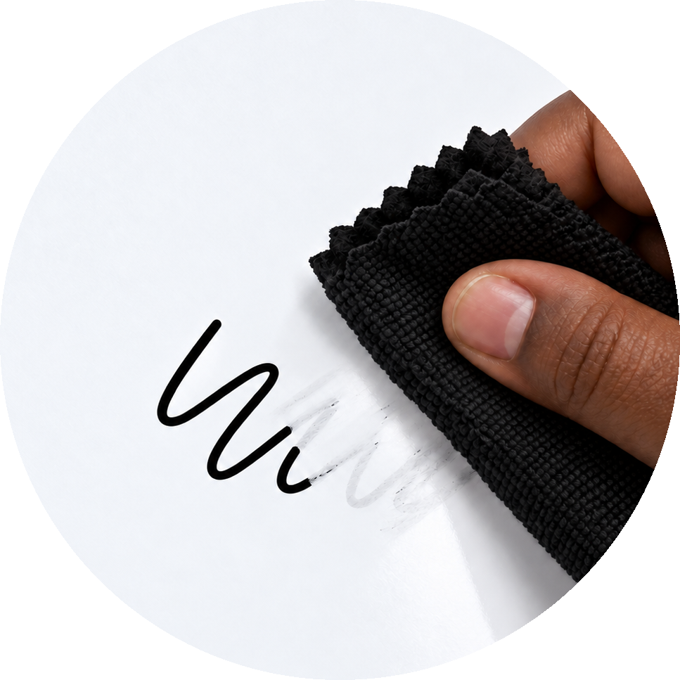 Correctbook eraser ball wiping a reusable notebook page
